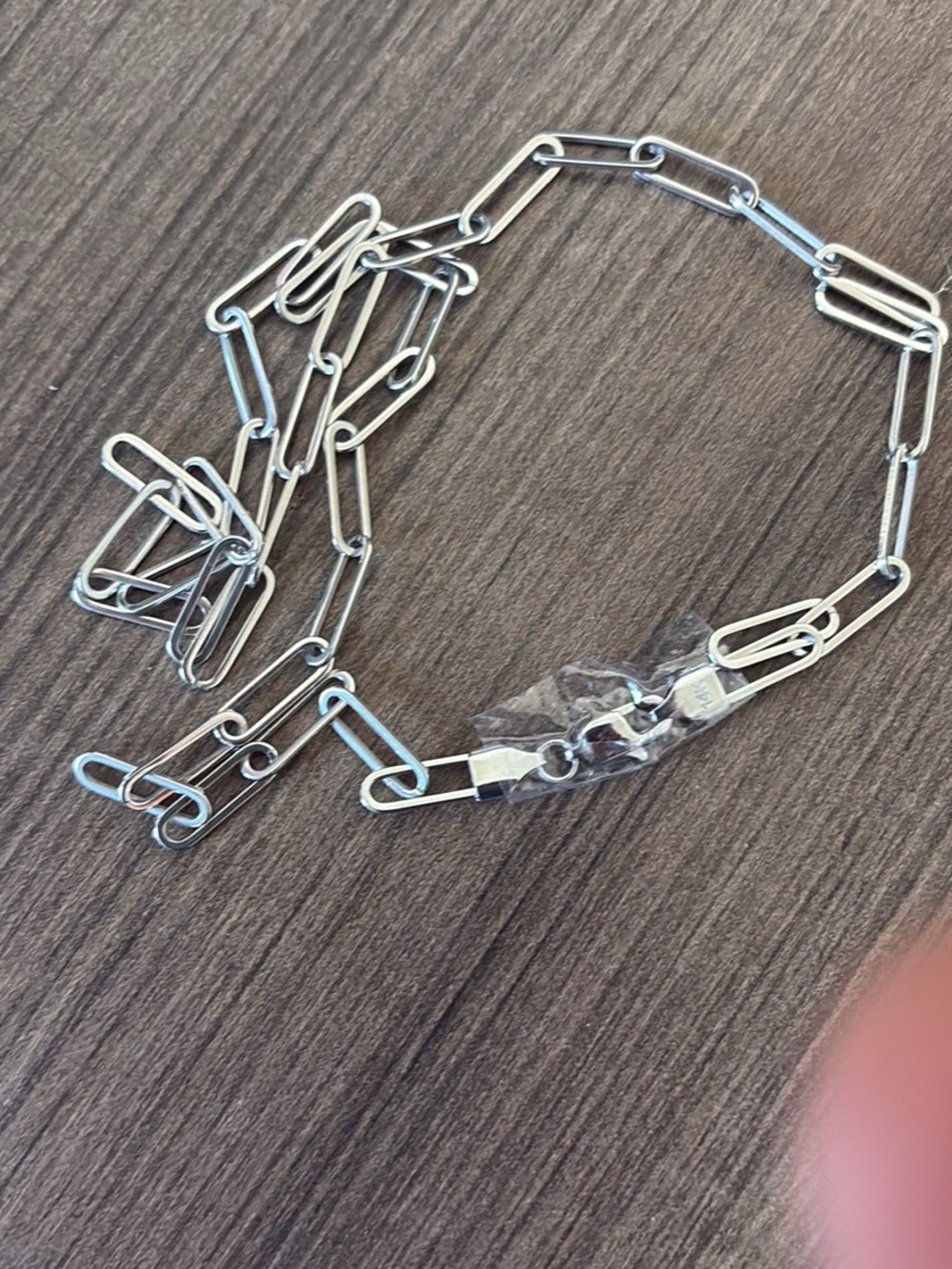 Silver Paperclip Chain Necklace 20in